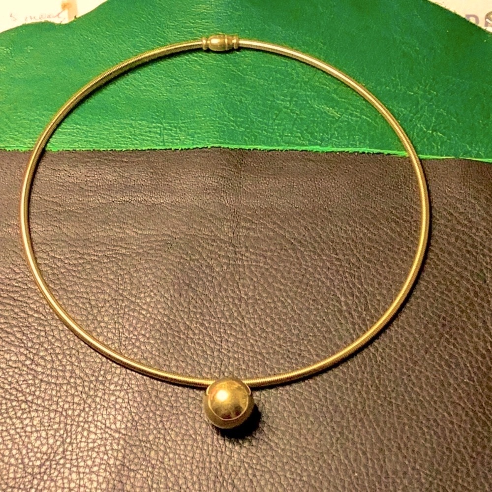 Yellow Gold Big Ball Sphere Choker Necklace